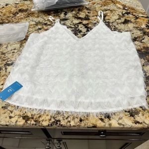 Fringe v neck cami with adjustable straps. Brand new.